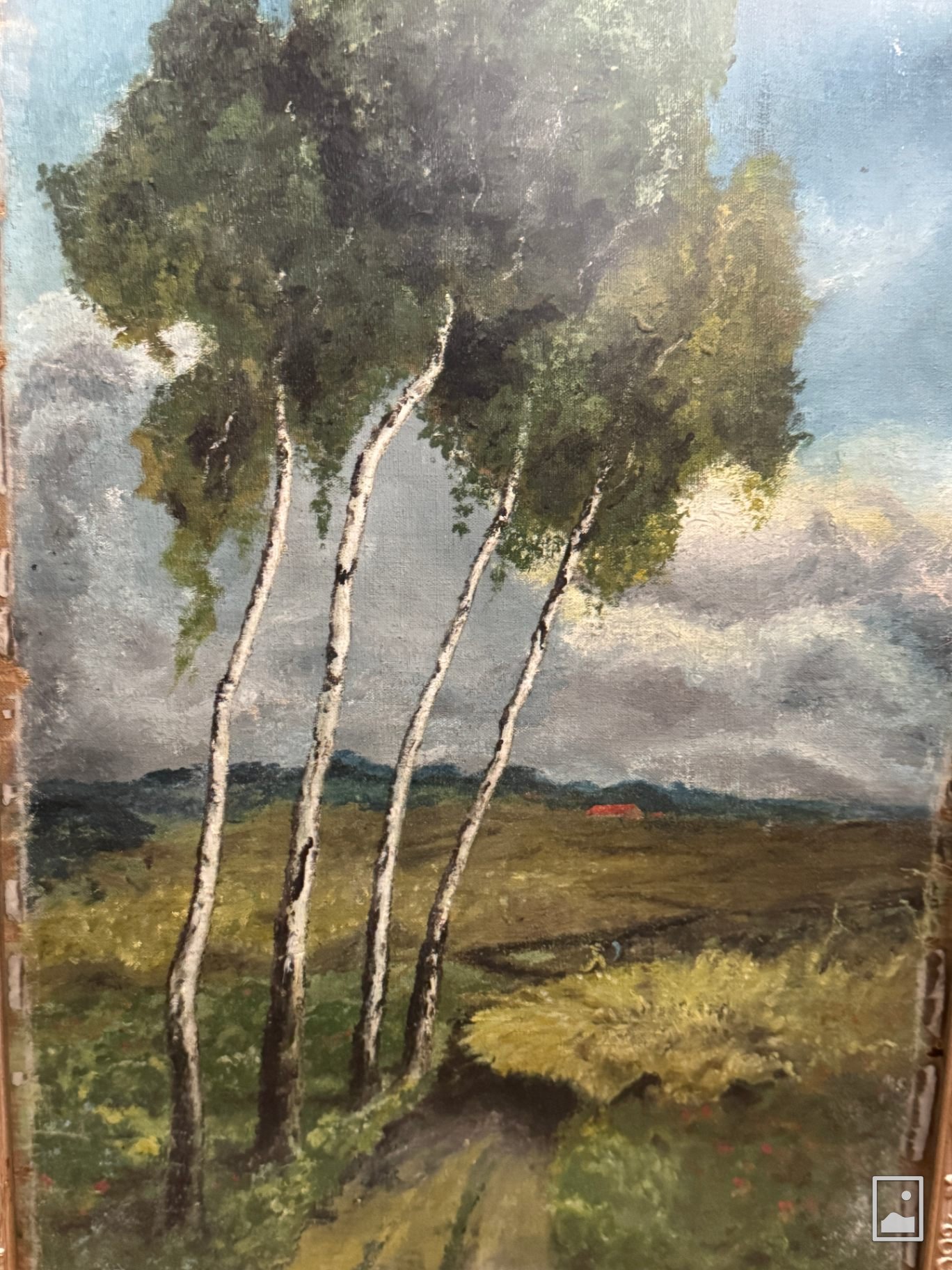Ismeretlen osztrák festő – Nyírfás táj patakkal, feltehetően 1900–1960