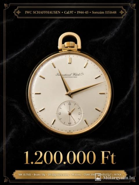 IWC jelzésű kis másodperces zsebóra, feltehetően 1940–1960